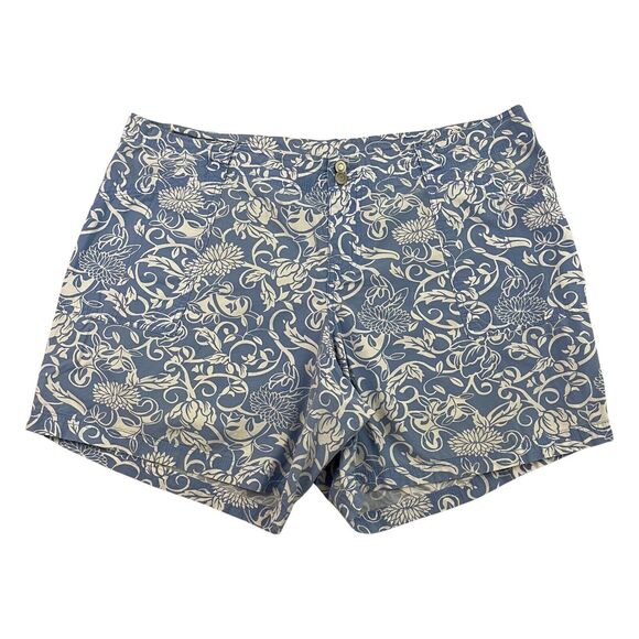 Lane Bryant Bermuda Shorts Womens Size 18 Light Blue Floral  Hawaiian Beach - Picture 1 of 12